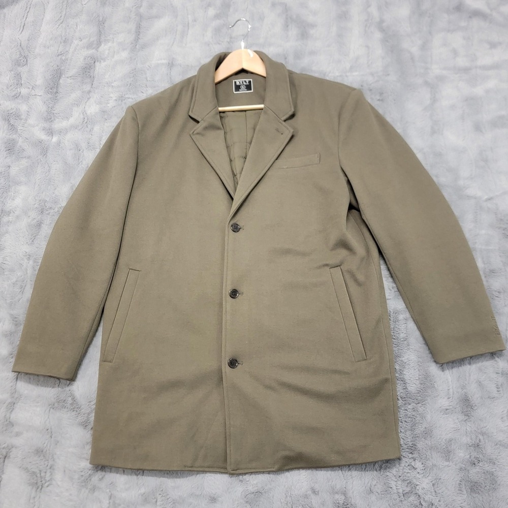 BYLT Basics Coastal Overcoat Mens XL Brown Coat Quilted Lined Button Front